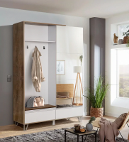 шкаф для одежды 58.18 Гавана с зеркалом (кейптаун / серый / ткань велюр велутто коричневый / ДВПО белый)