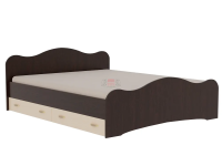 кровать-7 двуспальная с 2 ящиками 1200*2000 венге/дуб млечный
