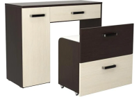 стол туалетный Виктория (венге/дуб линдберг/рогожа бежевая)