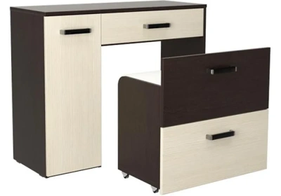 стол туалетный Виктория (венге/дуб линдберг/рогожа бежевая)