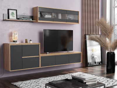 стенка Берта (48.03 48.04 48.06 48.05) дуб сонома/белый/диамант серый