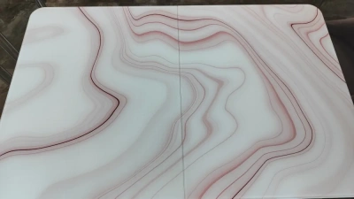 стол прямоугольный раздвижной (стекло + фотопечать) хром ноги (АБ-07)