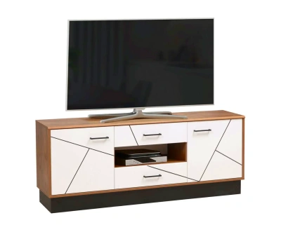 тумба под телевизор 54.04 Гамма ш1600 (таксония/черный/ПВХ белый)