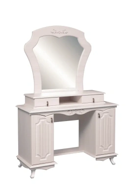 стол туалетный 06.33 Кантри (Патина) Н (вудлайн кремовый / ПВХ сандал белый / зеркало)