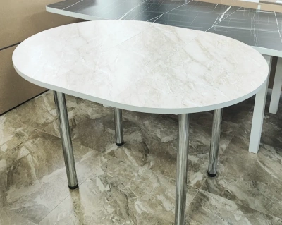 стол круглый раздвижной 22мм хром ноги (бежевый мрамор)