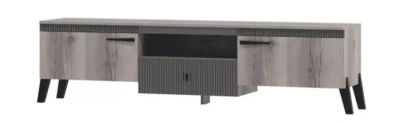 тумба для ТВ №1 Ольга-3 с ножками (дуб делано серый/сильвер пэлас)
