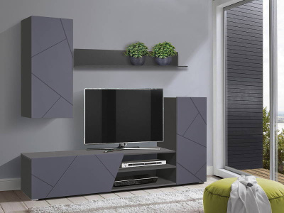 шкаф многоцелевого назначения Прага-6 диамант серый/ПВХ софт графит