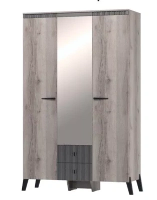 шкаф 3-створчатый Ольга-3 с ножками (дуб делано/сильвер пэлас)