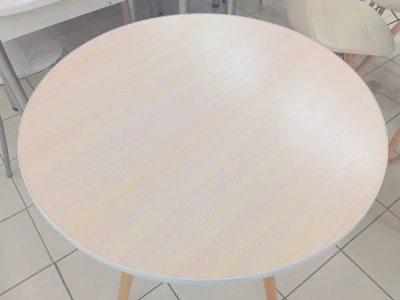 стол круглый (кант) ЛДСП 22 б/пласт дуб выбеленный подстолье Т-8М