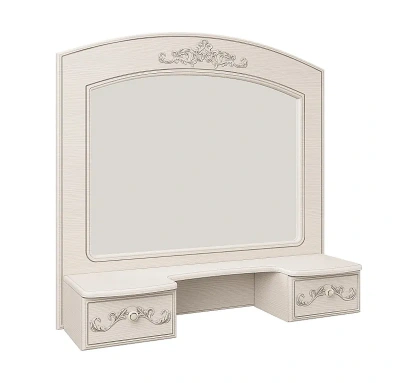 полка с зеркалом Каролина (ПАТИНА) (вудлайн кремовый/сандал светлый)