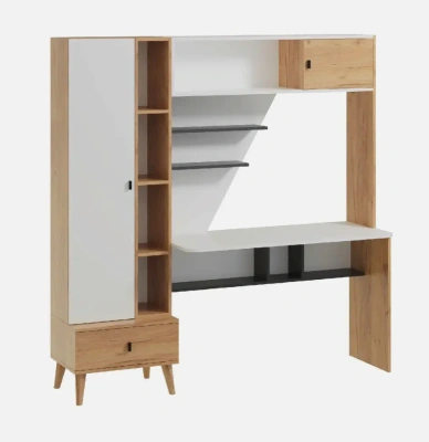 стол письменный с надстройкой Омега-3 дуб золотистый/антрацит/белый