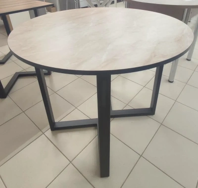 стол зиг-заг круглый (мрамор беж)