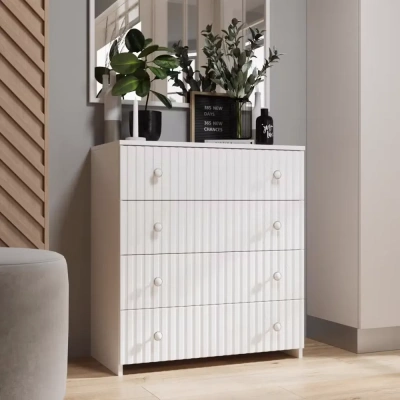 комод-4 МДФ (4 ящика) белый/белая береза