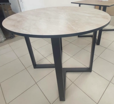 стол зиг-заг круглый (мрамор беж)