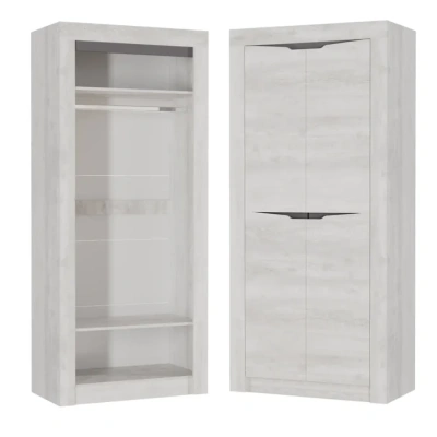 шкаф 2-створчатый Ольга-5 для одежды (бетон пайн светлый/бетон пайн светлый + антрацит)