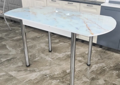 стол европейский раздвижной (стекло + фотопечать) хром ноги (ТМ-11)