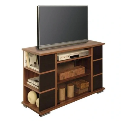 Тумба под телевизор Виста-15 (шимо темный/венге/стекло тонированное)