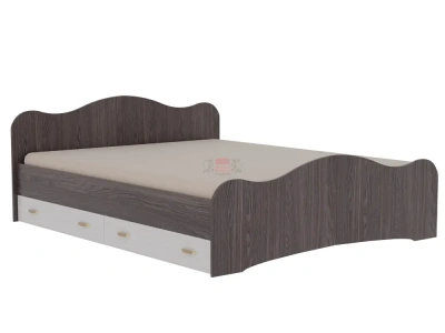 кровать-7 двуспальная с 2 ящиками 1200*2000 анкор темный/анкор светлый